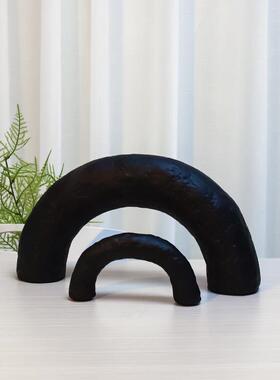 现代简约几何拱门侘寂风摆件样板间客厅电视柜桌面抽象拱形装饰品