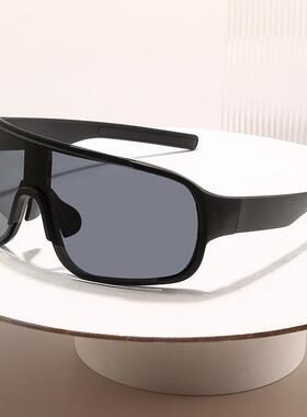 跨境新款户外运动骑行眼镜防风炫彩登山遮阳白水银墨镜连体太阳镜