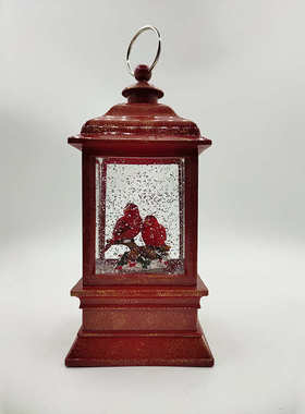 四方风灯红拍金双红鸟 风灯水灯家居结婚新婚送礼工艺品创意摆件