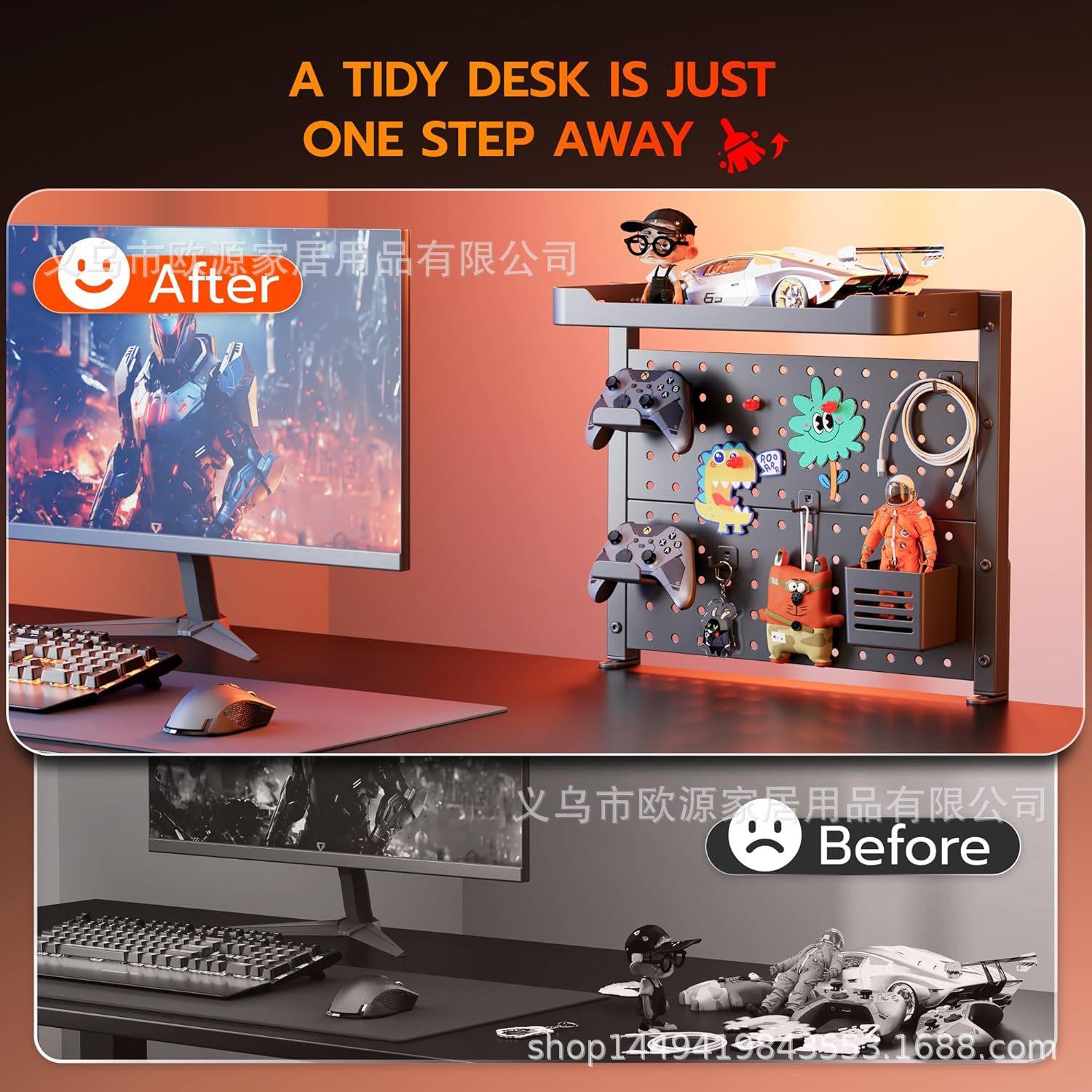 Desktop hole board storage rack clip-type vertical gaming accessories punch-free clamp table dormitory desktop storage rack hanging board