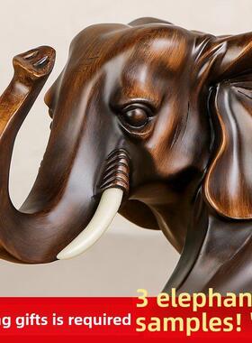 引进财富和宝藏大象饰品，木雕工艺品一对，家庭客厅，入口，酒柜