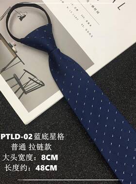 领带男士拉炼款免打红蓝白黄色条纹方格圆点工作面试职业正0929k
