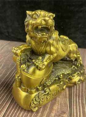 黄铜老虎十二生肖虎富足兴旺虎黄铜老虎摆件家居办公室工艺品