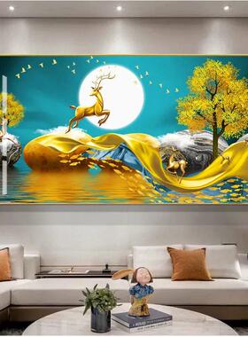 轻奢客厅麋鹿装饰画沙发背景墙卧室餐厅挂画北欧风格办公室单幅画
