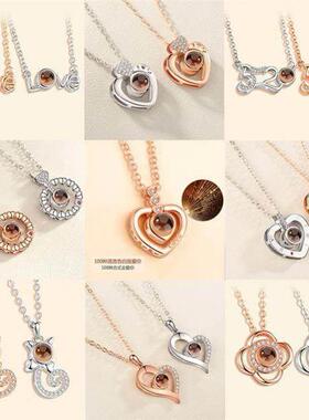 gold silver 100 language i love you women necklace pendant