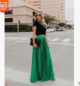 Women's High Waist Flowy Pleated Chiffon Maxi Skirt - Casual