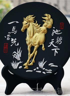 高档活炭家雕工艺品马到成功办公室摆件电视柜饰品摆设性客厅装居