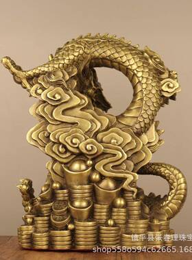 新款直销仿古铜器 铜祥龙聚宝盆 办公室客厅居家工艺品财龙摆件