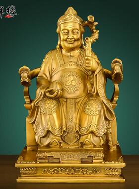 铜土地公土地婆佛像摆件一对黄铜福德正神居家寺庙佛堂供奉大号