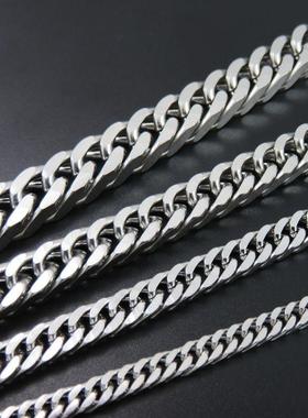 不锈钢双扣链四边形男女个性项链