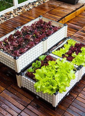 塑料花盆室内蔬菜种植箱家庭菜园子家用长方形种菜箱架子自吸水