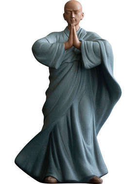 紫砂禅意小和尚茶宠摆件创意佛系小沙弥茶桌面装饰品茶道配件摆设