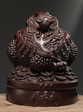 高档黑檀木雕三蟾足金摆件实木家居客厅室办店铺公装饰工艺品开业