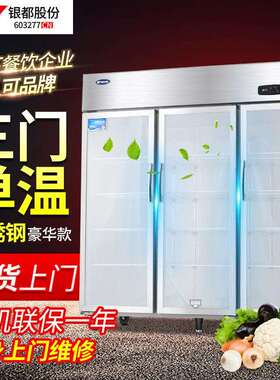 银都冷藏展示柜双门冰柜饮料展示柜点菜柜蔬菜水果保鲜冰箱玻璃门