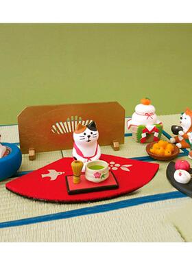 杂货zakka日式猫狗年正月年糕醉酒柴犬招福招财公仔摆件