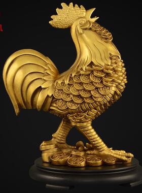 铜鸡摆件黄铜公鸡大号生肖鸡大吉大利金钱鸡卧室客厅家居铜鸡大号