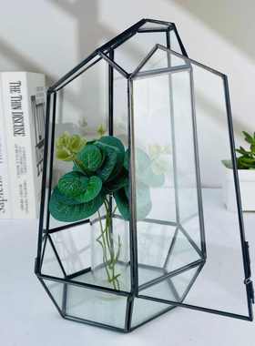多肉微景观玻璃花房植物绿植几何形玻璃花房欧式装饰摆件
