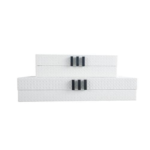 现代简约金属皮革收纳盒售楼处样板房别墅首饰盒软装饰品摆件 - 图3