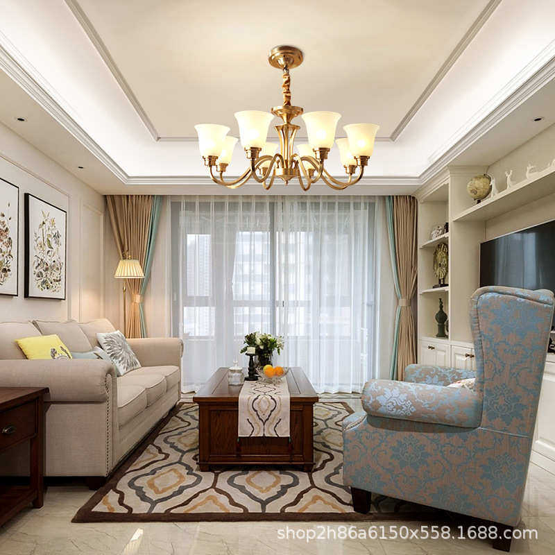 【工厂直销】美式全铜客厅吊灯现代简约复古铜吊灯卧室书房创意灯,淘宝优惠券,粉丝福利购,淘宝优惠卷