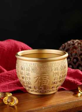 黄铜特大招米宝字缸精雕百福聚财缸做旧福字米缸聚宝盆金属工艺品