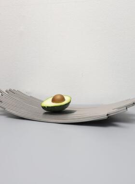 北欧简约轻奢收纳房锈0782钢果盘摆件样板居家不客厅桌面艺工装饰