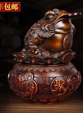 纯铜金蟾摆件聚盆家居装饰公室桌工艺品三足蟾蜍店铺开业礼品