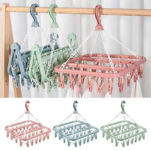 Folding Clothes Hanger Dryer Windproof Socks Underwear - 图1
