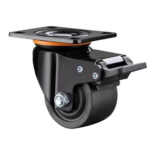 3寸86X60孔距低重心牛仔轮重型工业设备轱辘PA尼龙万向轮刹车脚轮 - 图3