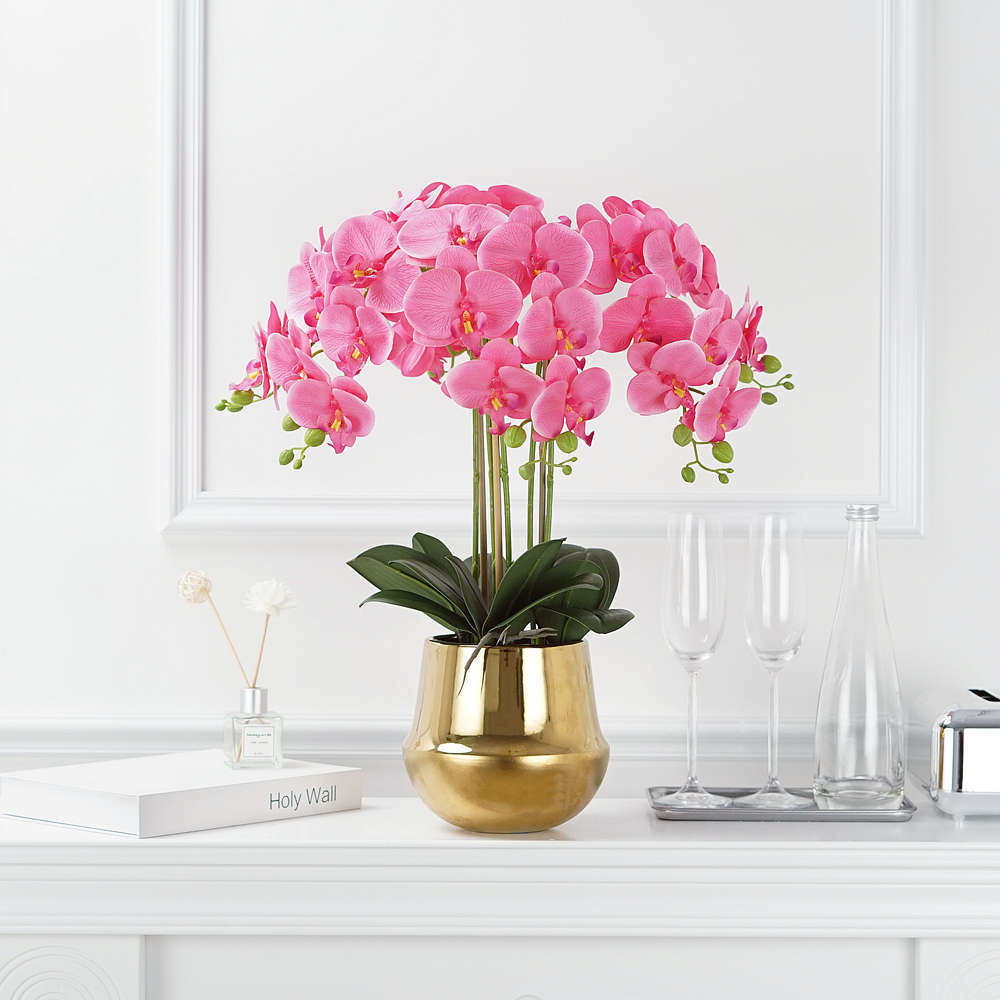 仿真蝴蝶兰盆栽假花大盆套装过胶手感绢布花摆件客厅摆放陶瓷盆栽,淘宝优惠券,粉丝福利购,淘宝优惠卷