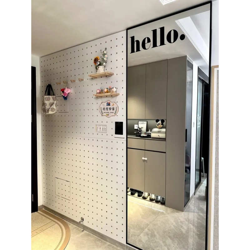 Meter box background wall decoration solid wood hole board wall storage rack bedroom living room entrance partition wholesale
