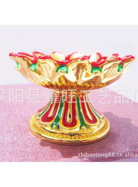 纯手工制品铜合金莲花灯酥油灯烛台宝莲灯礼盒蜡烛台1个鎏金工艺