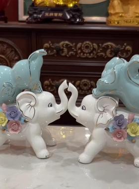 高档招财福禄大摆件陶新房客电视柜酒柜厅装饰品玄关象博物架瓷工