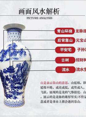 景德镇陶瓷器青花瓷三件套花瓶摆件客厅酒柜玄关电视柜家居装饰品