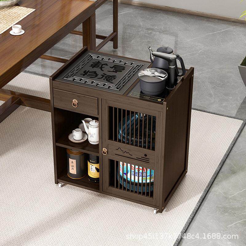 Mobile tea table household small tea table solid wood tea cart tea table tea set automatic kettle integrated tea cabinet