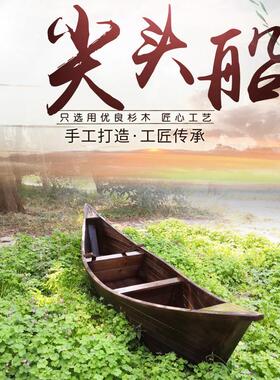 仿古木船渔船实木装饰欧式水上景观贡多拉手划船道具小木船可下水