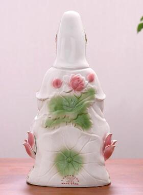万珠金身坐莲观音菩萨陶瓷佛像南海观世音家居供奉镇宅工艺品摆饰