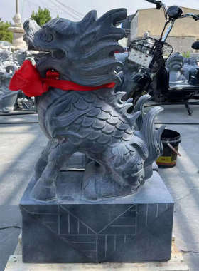 2025青石马蹄麒麟摆件一对玄关家居装饰公母门口看门神兽石头石雕