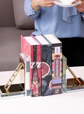 欧式一对金属装水晶书靠摆件家居BJ10155创意架书礼品书立品工艺
