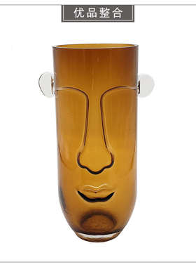 简约现代样板间书房软装饰品创意家居棕色人脸玻璃摆件BJ115-5-1
