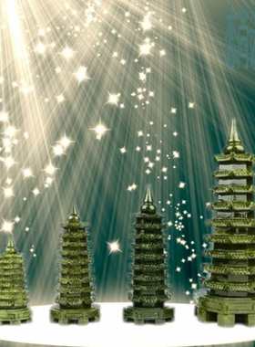 厂家直销批发 墨绿玉塔摆件 9层南玉文昌塔工艺品 家居办公摆饰