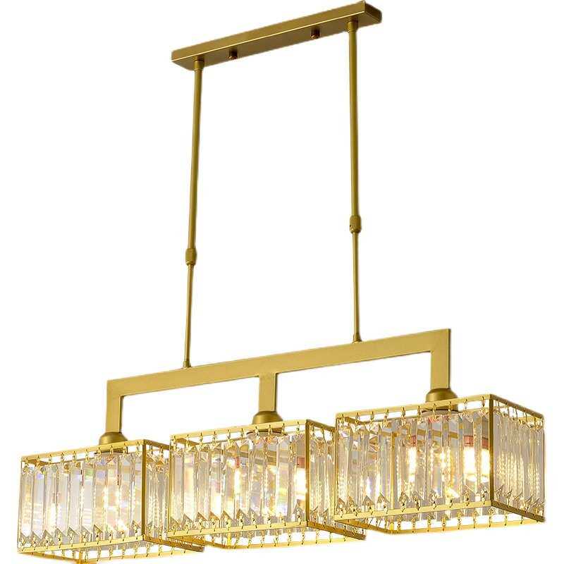 新中式铁艺水晶餐厅三头吊灯现代简约长方形饭厅灯轻奢创意吧台灯,淘宝优惠券,粉丝福利购,淘宝优惠卷