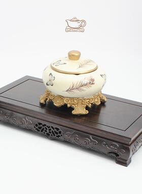 红木底座长方形佛像观音如意财神花盆花瓶雕刻工艺品摆件实木支架