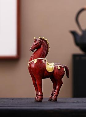 高档陶瓷唐马摆件招书财客厅房摆柜办公室桌面装酒饰品动物马工艺
