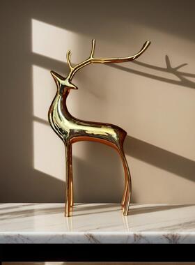 简约欧式金属工艺品鹿创意轻奢客厅装饰摆件