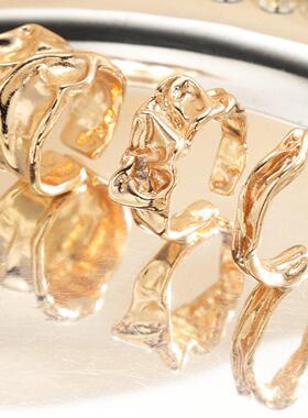 3-piece ring set跨境新款创意不规则纹理戒指3件套ins冷淡风手饰