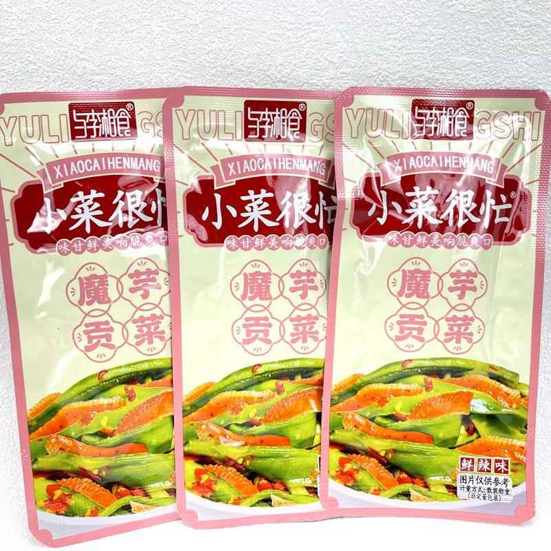 与李湘食小菜很忙黄瓜泡萝卜魔芋贡菜莴笋木瓜丝搭粥咸菜下饭菜