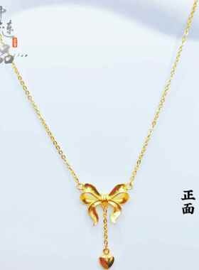 沙金精品在逃公主项链网红元气少女可爱风蝴蝶爱心锁骨链小众仙气