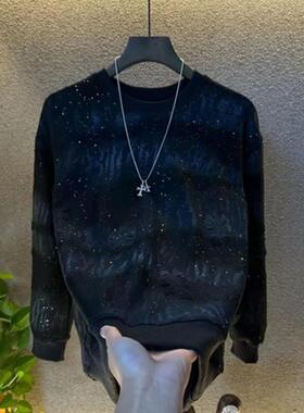 X 56083 Men's Short Sleeve T-Shirt 破洞圆领T恤