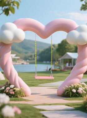 户外云朵秋千玻璃钢网红打卡拍照景区美陈步行街装饰大摆件雕塑