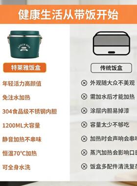 304不锈钢插电免注水加热保温便当盒上班族车载可携式电饭盒无需